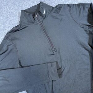 Nike FIT Quarter Zip Shirt Mens Medium Black Long Sleeve Running Pullover